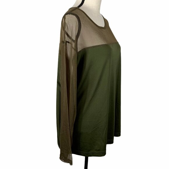 Gioano Netted Top 3X Deep Moss Sheer Net Sleeve - Picture 5 of 6
